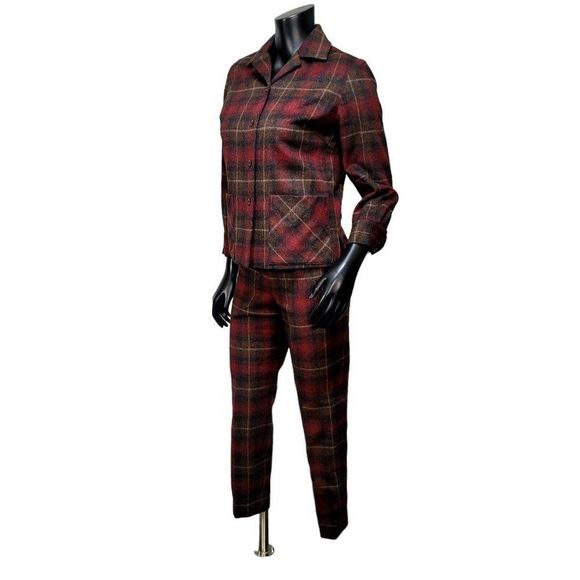 Vintage 60s Handmade Wool Blend Plaid Jacket & Peddle Pusher Pants Outfit Set - Picture 4 of 13
